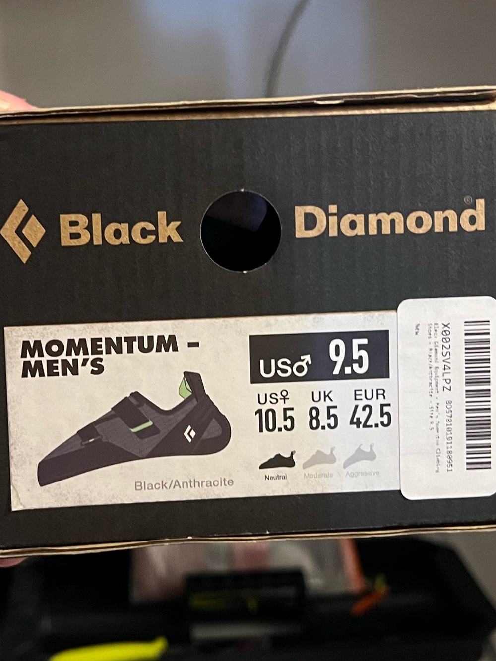 Black Diamond Men's Momentum Climbing Shoes - Black with Neon Green Accents